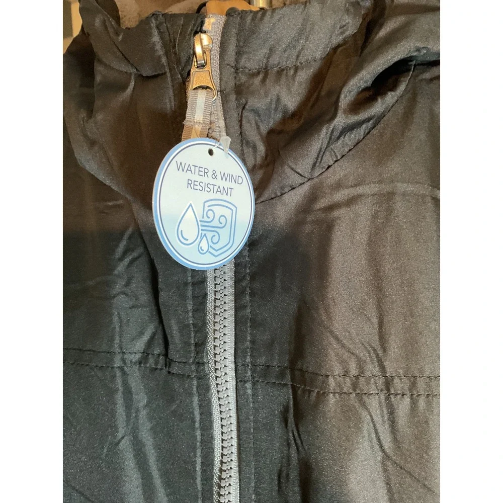 Whales Tail Boys‎ Jacket L Black Grey Fleece Lined Water Wind Resistant NWT